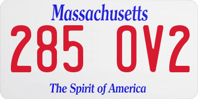 MA license plate 285OV2