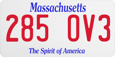 MA license plate 285OV3