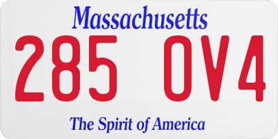 MA license plate 285OV4
