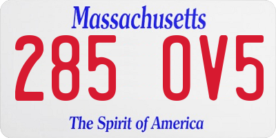 MA license plate 285OV5