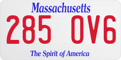 MA license plate 285OV6