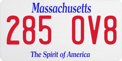 MA license plate 285OV8