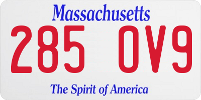 MA license plate 285OV9