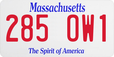 MA license plate 285OW1