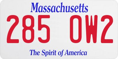 MA license plate 285OW2