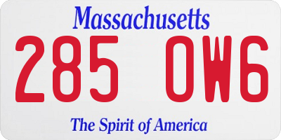 MA license plate 285OW6