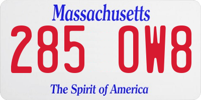 MA license plate 285OW8