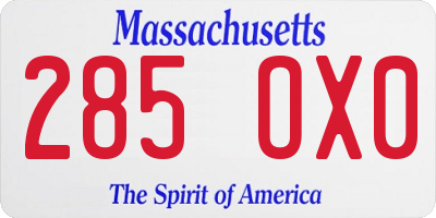 MA license plate 285OX0