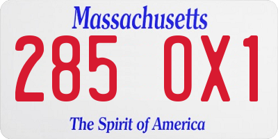 MA license plate 285OX1