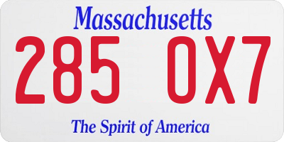 MA license plate 285OX7