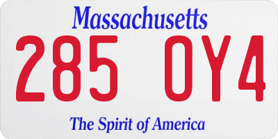 MA license plate 285OY4
