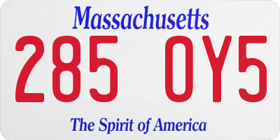 MA license plate 285OY5