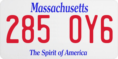 MA license plate 285OY6