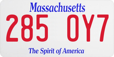 MA license plate 285OY7