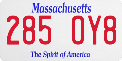 MA license plate 285OY8