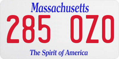 MA license plate 285OZ0