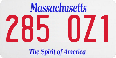 MA license plate 285OZ1