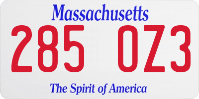 MA license plate 285OZ3