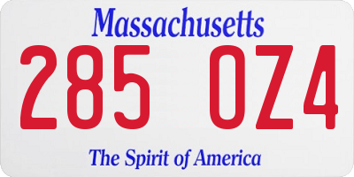 MA license plate 285OZ4