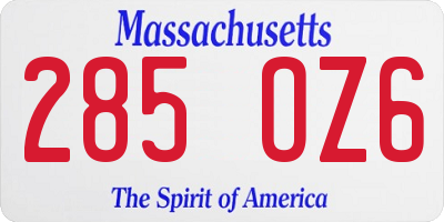MA license plate 285OZ6