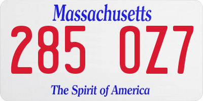 MA license plate 285OZ7
