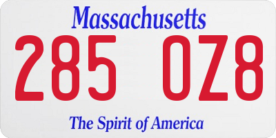MA license plate 285OZ8