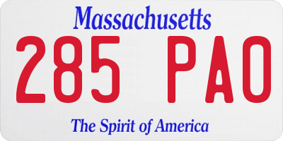 MA license plate 285PA0
