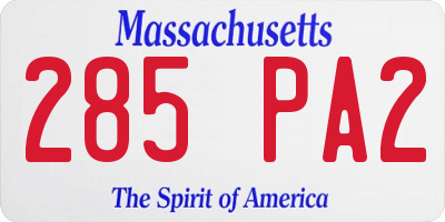 MA license plate 285PA2
