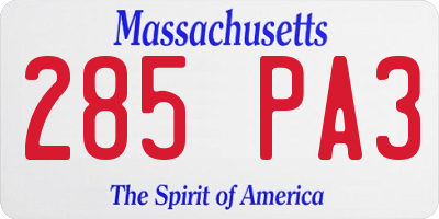 MA license plate 285PA3