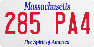MA license plate 285PA4