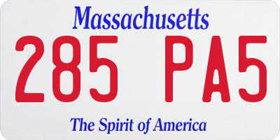 MA license plate 285PA5