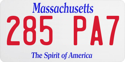 MA license plate 285PA7