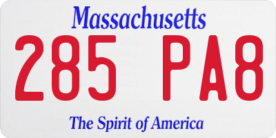 MA license plate 285PA8
