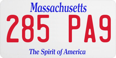MA license plate 285PA9