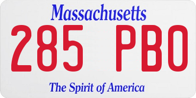 MA license plate 285PB0