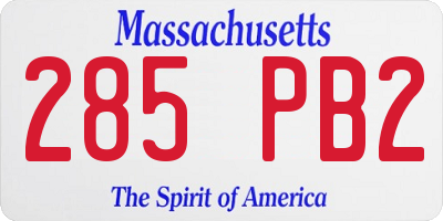 MA license plate 285PB2