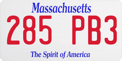 MA license plate 285PB3