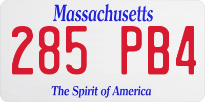 MA license plate 285PB4