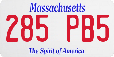 MA license plate 285PB5