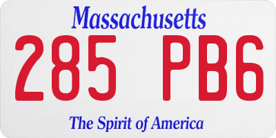 MA license plate 285PB6