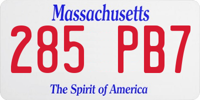 MA license plate 285PB7