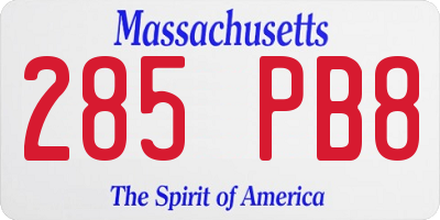 MA license plate 285PB8