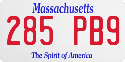 MA license plate 285PB9