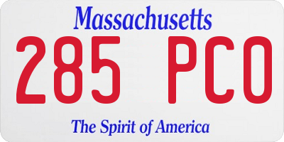 MA license plate 285PC0