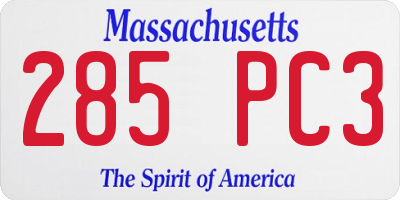 MA license plate 285PC3