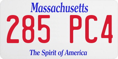 MA license plate 285PC4