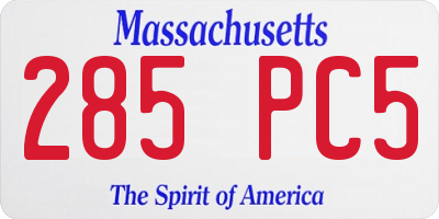 MA license plate 285PC5