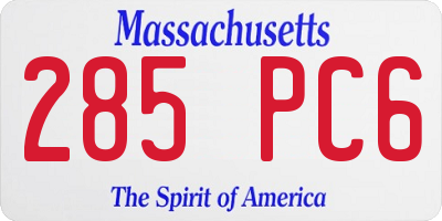 MA license plate 285PC6