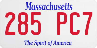 MA license plate 285PC7