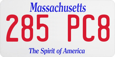 MA license plate 285PC8